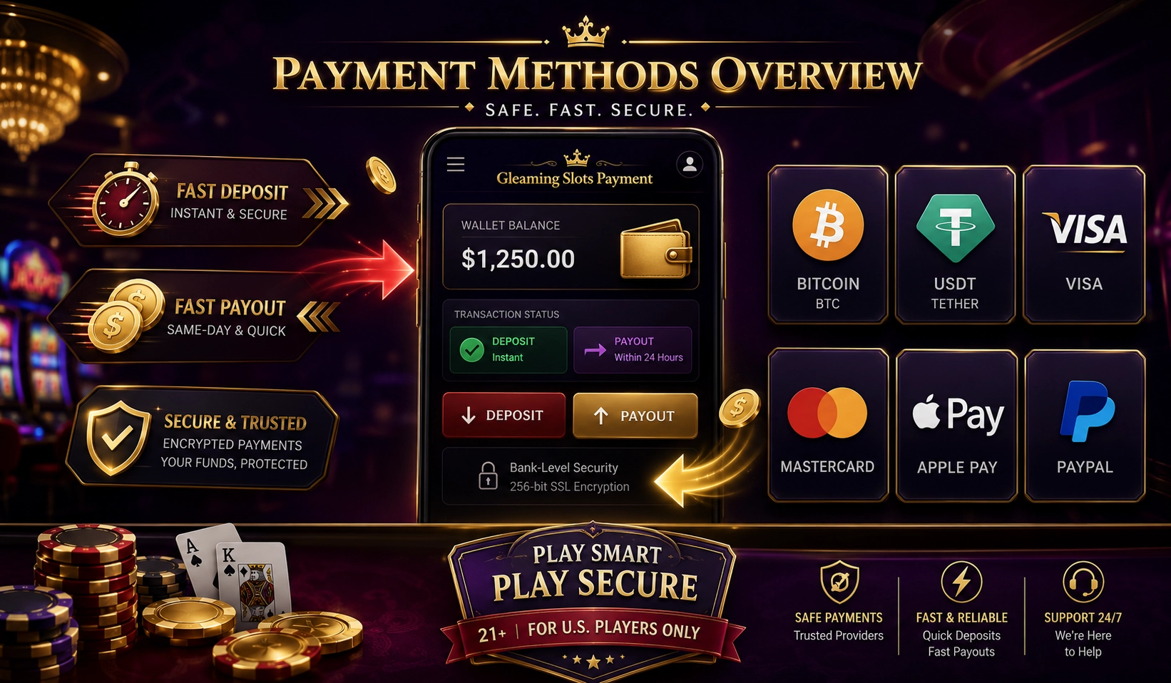 Gleaming Slots payment methods and withdrawal guide for US players