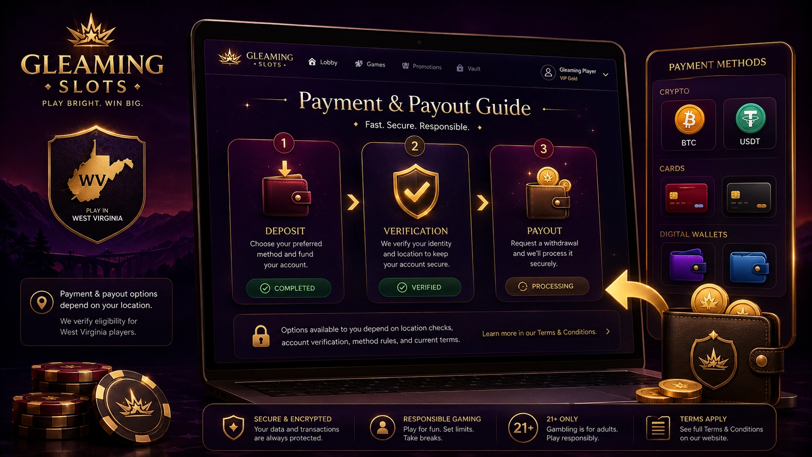 Gleaming Slots West Virginia payment and payout guide